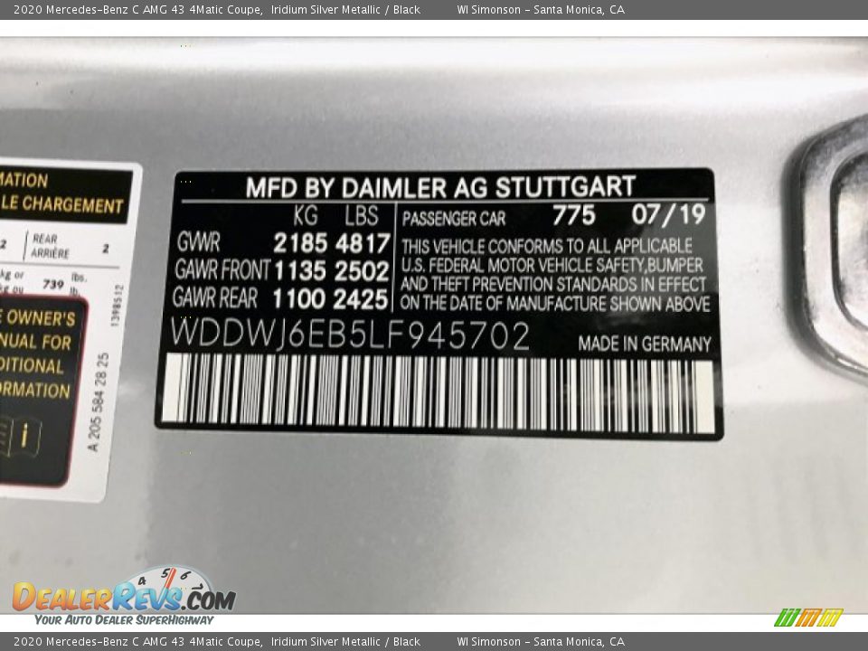 2020 Mercedes-Benz C AMG 43 4Matic Coupe Iridium Silver Metallic / Black Photo #24