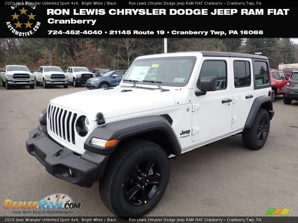 2020 Jeep Wrangler Unlimited Sport 4x4 Bright White / Black Photo #1