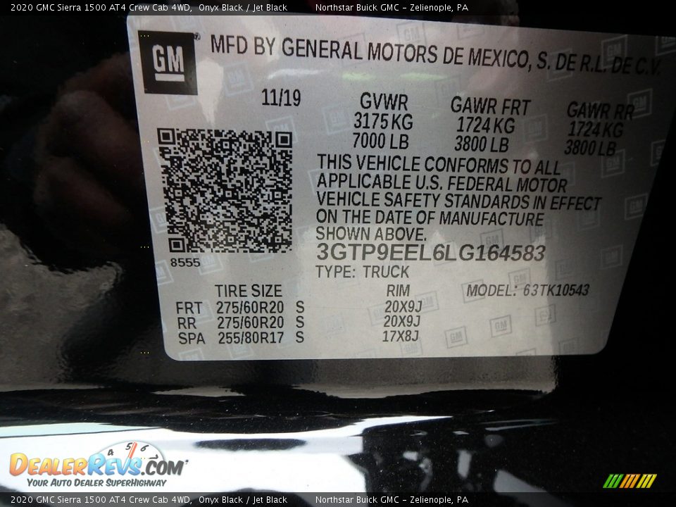 2020 GMC Sierra 1500 AT4 Crew Cab 4WD Onyx Black / Jet Black Photo #11