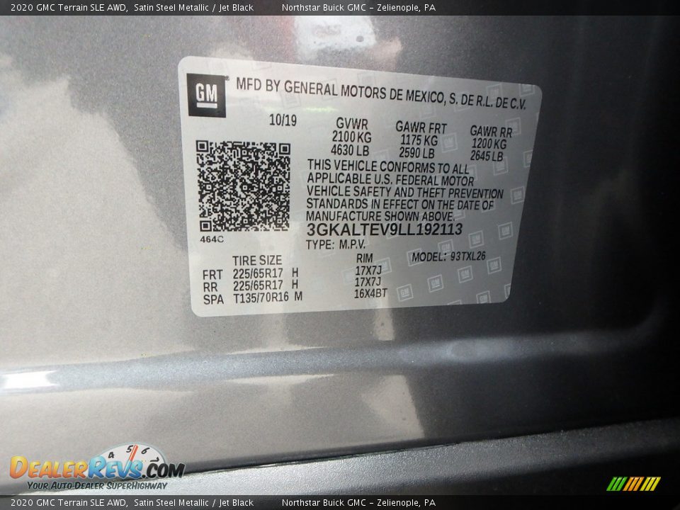 2020 GMC Terrain SLE AWD Satin Steel Metallic / Jet Black Photo #12
