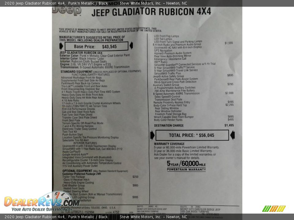 2020 Jeep Gladiator Rubicon 4x4 Punk'n Metallic / Black Photo #35