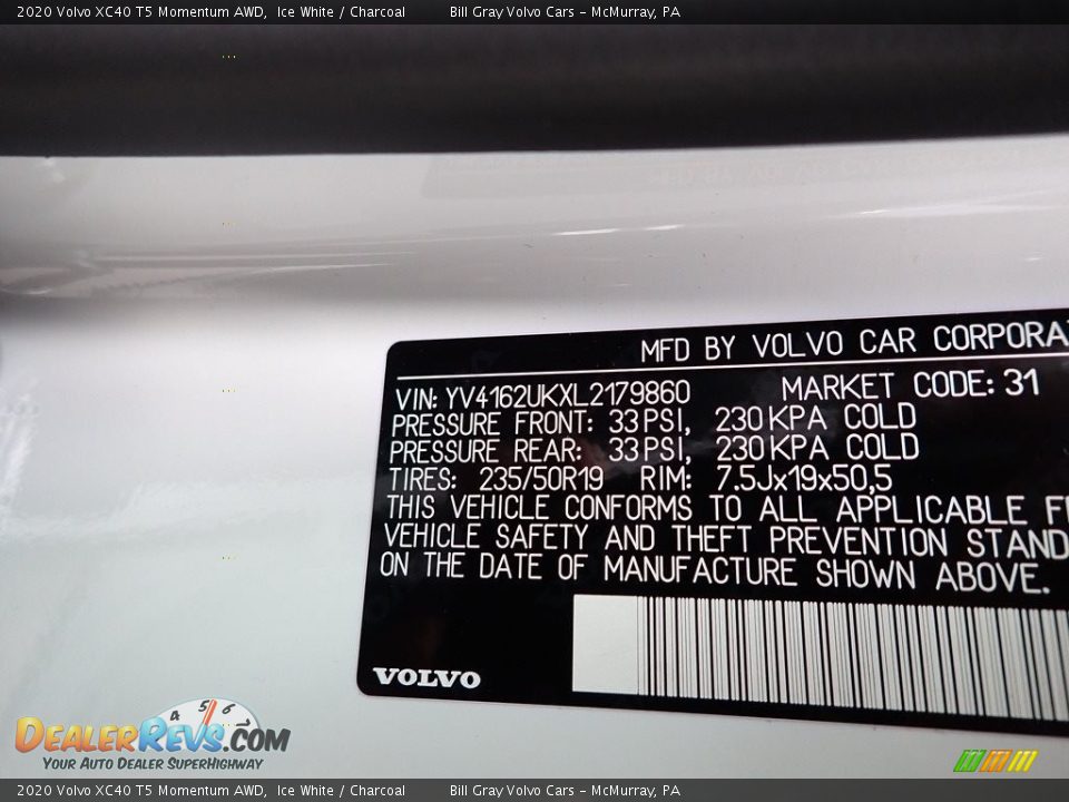 2020 Volvo XC40 T5 Momentum AWD Ice White / Charcoal Photo #11