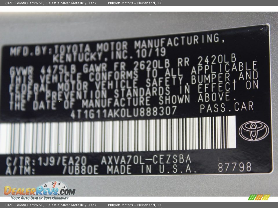 2020 Toyota Camry SE Celestial Silver Metallic / Black Photo #20