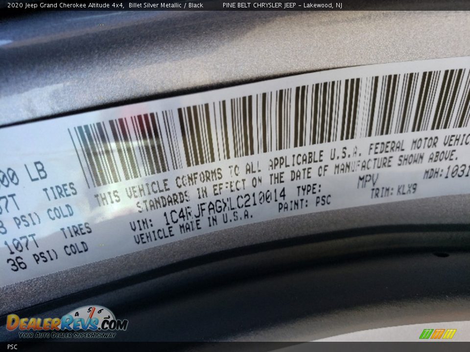 Jeep Color Code PSC Billet Silver Metallic