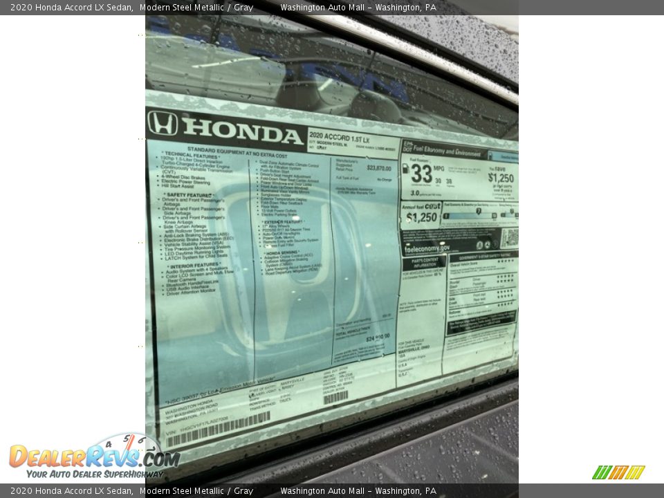 2020 Honda Accord LX Sedan Modern Steel Metallic / Gray Photo #15