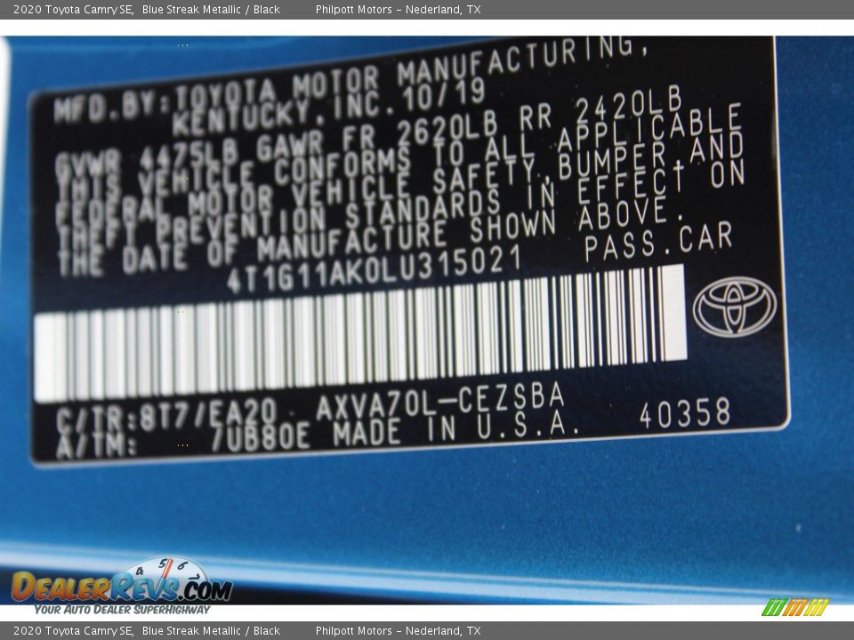 2020 Toyota Camry SE Blue Streak Metallic / Black Photo #25