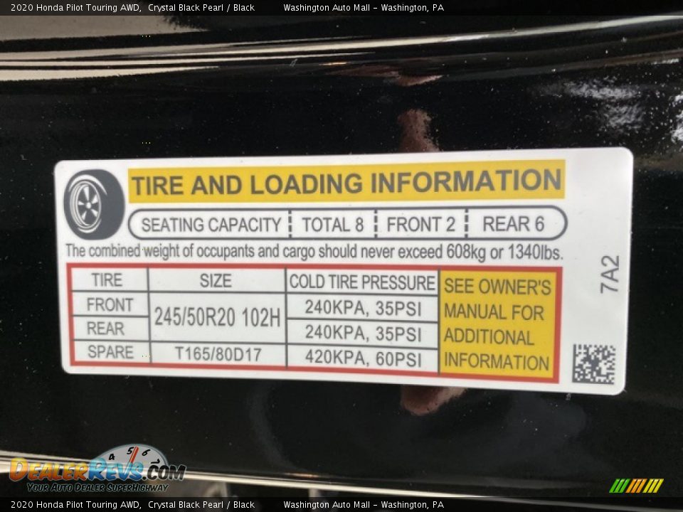 2020 Honda Pilot Touring AWD Crystal Black Pearl / Black Photo #8