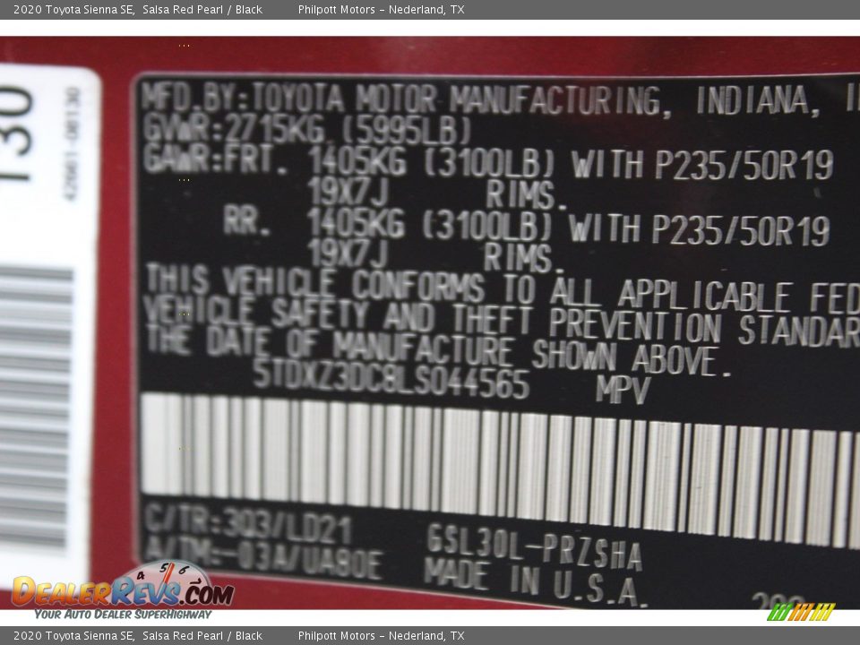 2020 Toyota Sienna SE Salsa Red Pearl / Black Photo #25