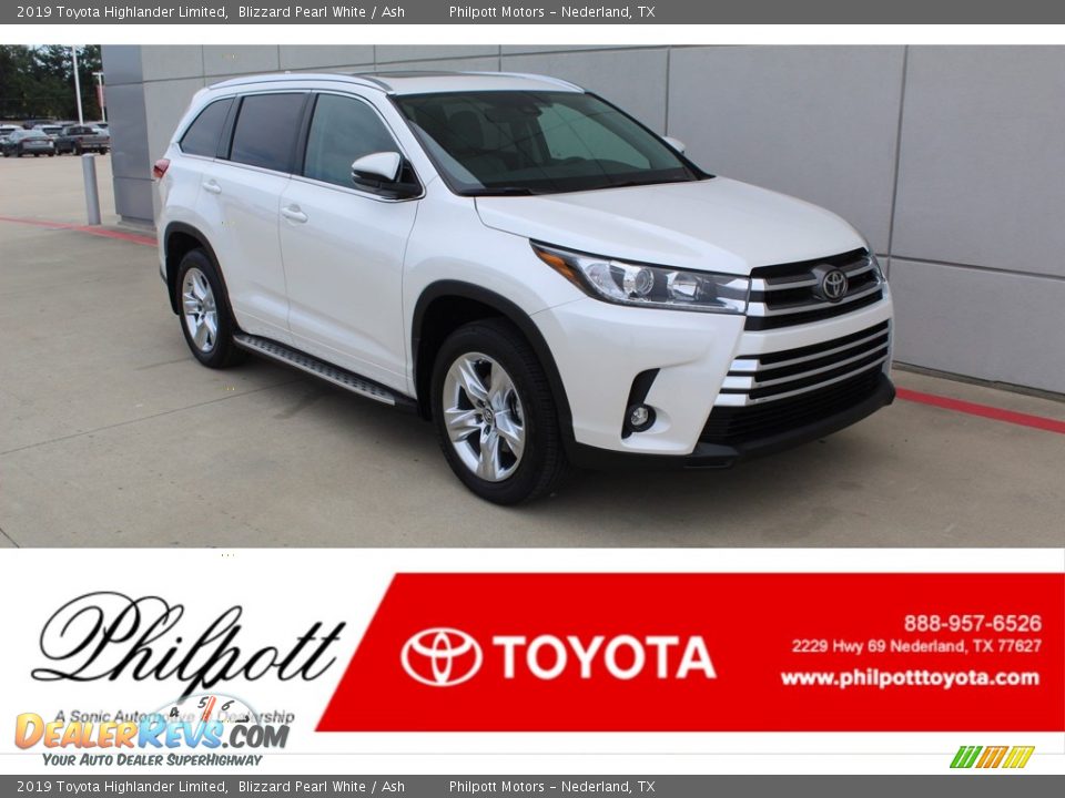 2019 Toyota Highlander Limited Blizzard Pearl White / Ash Photo #1