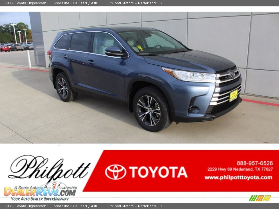 2019 Toyota Highlander LE Shoreline Blue Pearl / Ash Photo #1