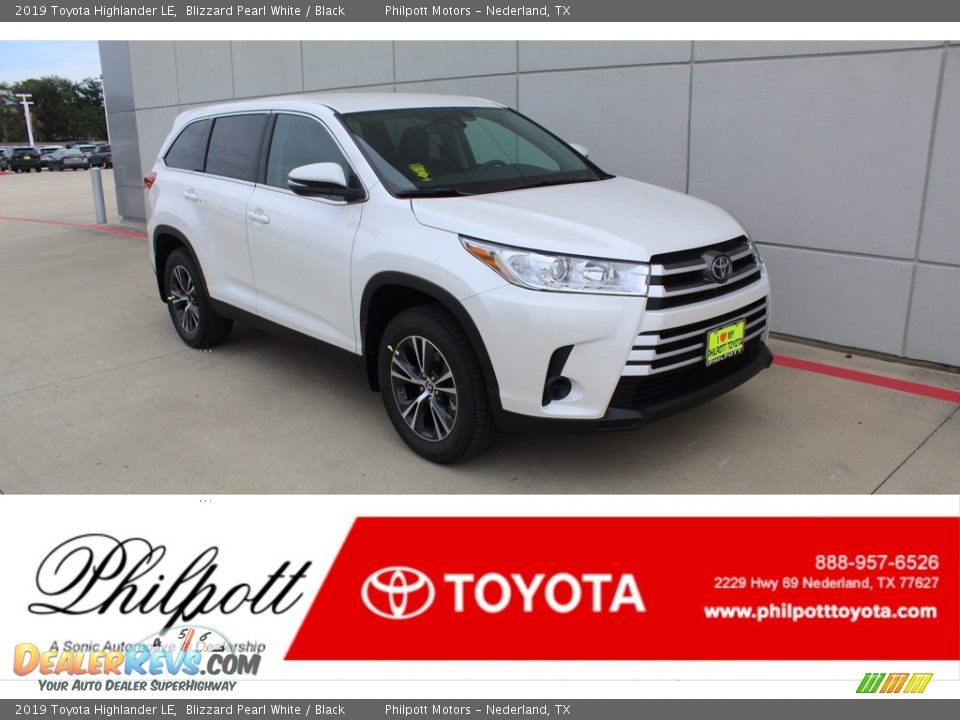 2019 Toyota Highlander LE Blizzard Pearl White / Black Photo #1