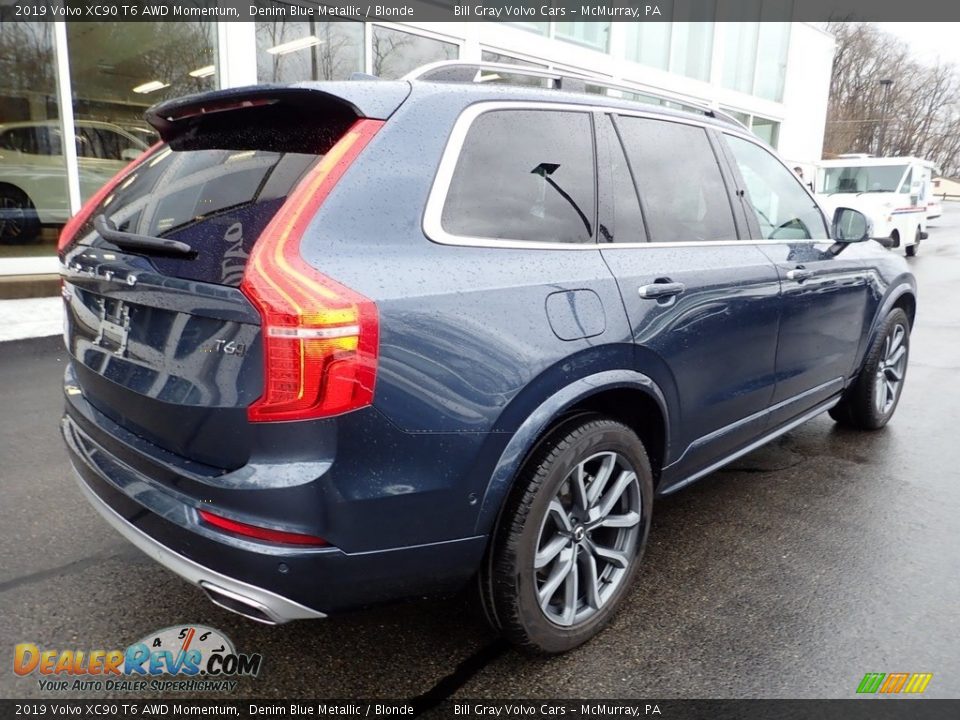 2019 Volvo XC90 T6 AWD Momentum Denim Blue Metallic / Blonde Photo #3