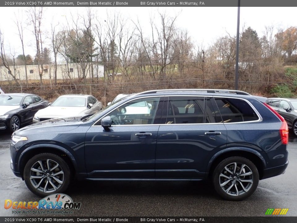 2019 Volvo XC90 T6 AWD Momentum Denim Blue Metallic / Blonde Photo #7