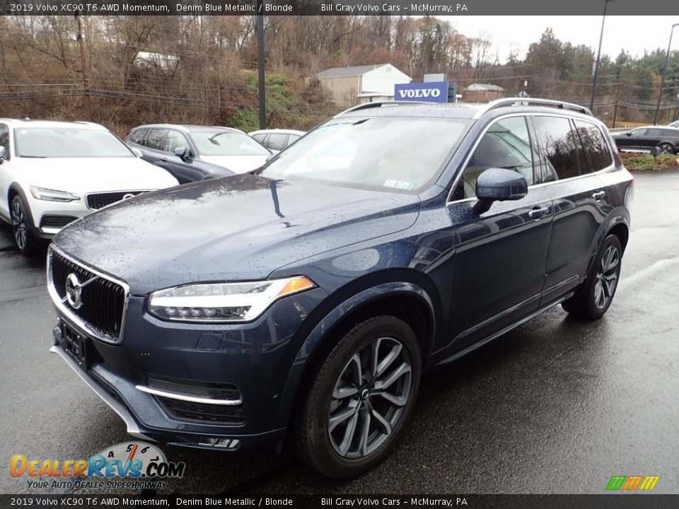 2019 Volvo XC90 T6 AWD Momentum Denim Blue Metallic / Blonde Photo #8