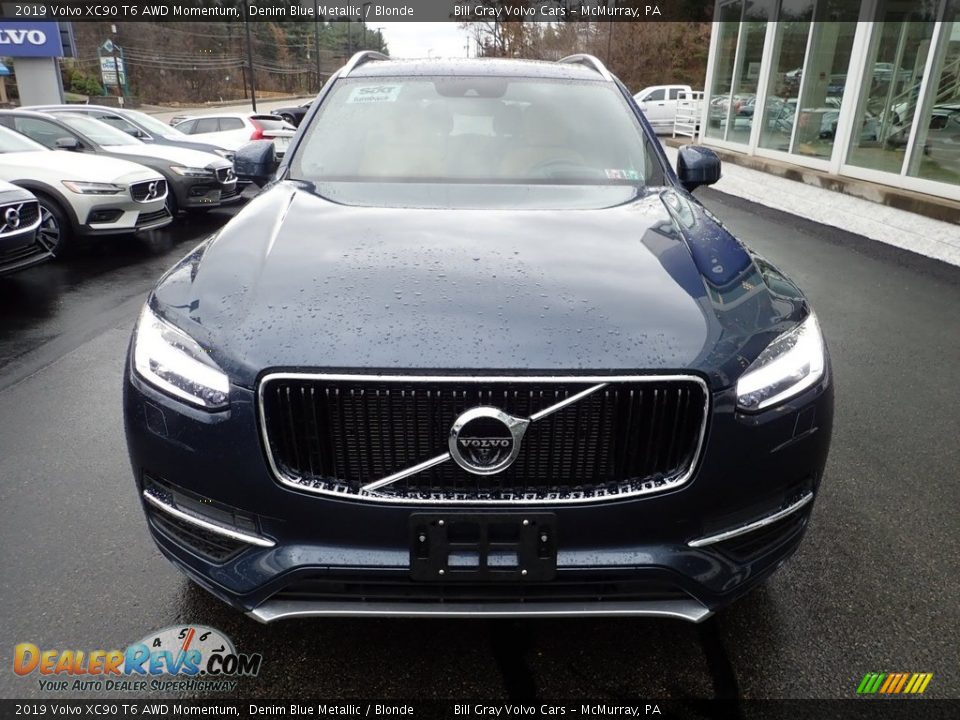 2019 Volvo XC90 T6 AWD Momentum Denim Blue Metallic / Blonde Photo #9