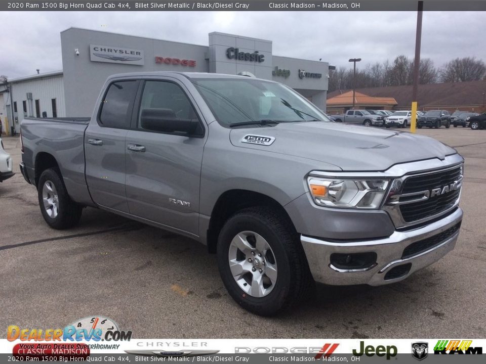 2020 Ram 1500 Big Horn Quad Cab 4x4 Billet Silver Metallic / Black/Diesel Gray Photo #1