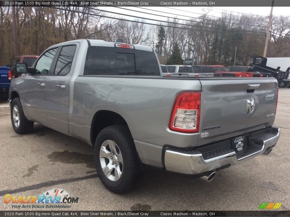 2020 Ram 1500 Big Horn Quad Cab 4x4 Billet Silver Metallic / Black/Diesel Gray Photo #7