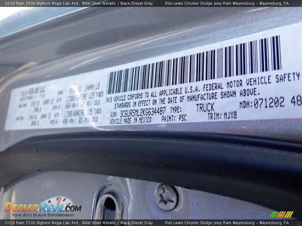 2019 Ram 2500 Bighorn Mega Cab 4x4 Billet Silver Metallic / Black/Diesel Gray Photo #12