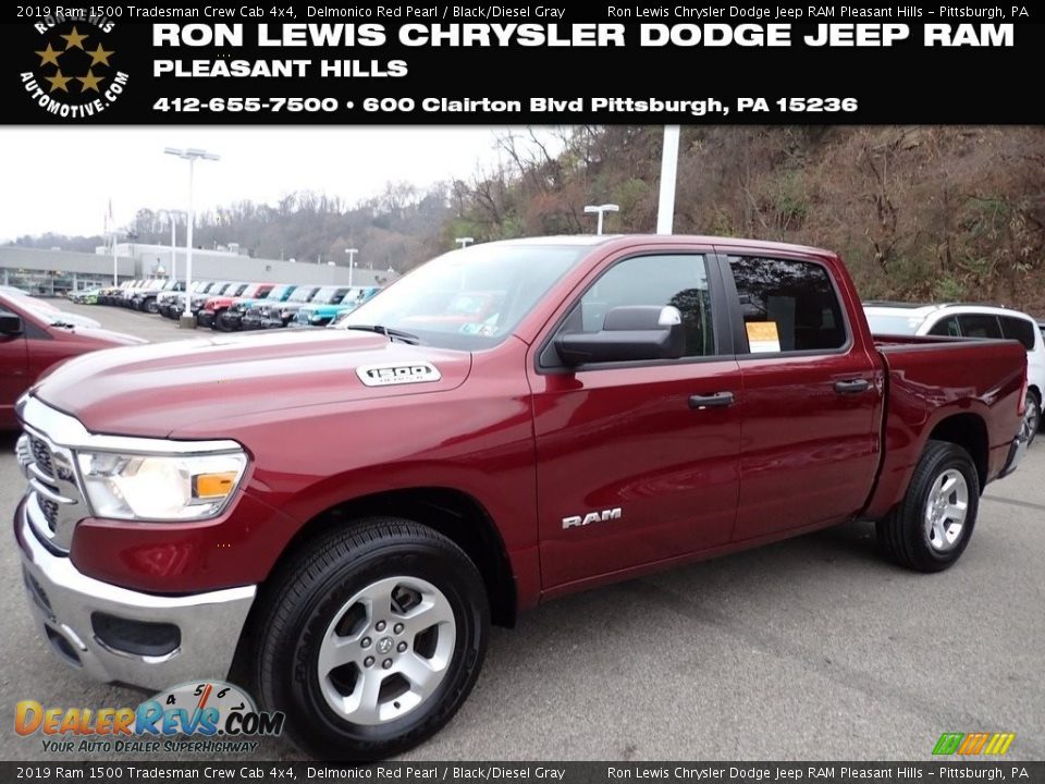 2019 Ram 1500 Tradesman Crew Cab 4x4 Delmonico Red Pearl / Black/Diesel Gray Photo #1