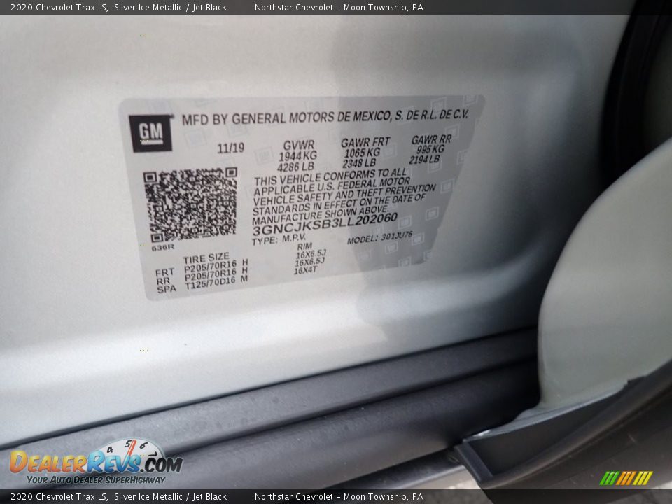 2020 Chevrolet Trax LS Silver Ice Metallic / Jet Black Photo #16