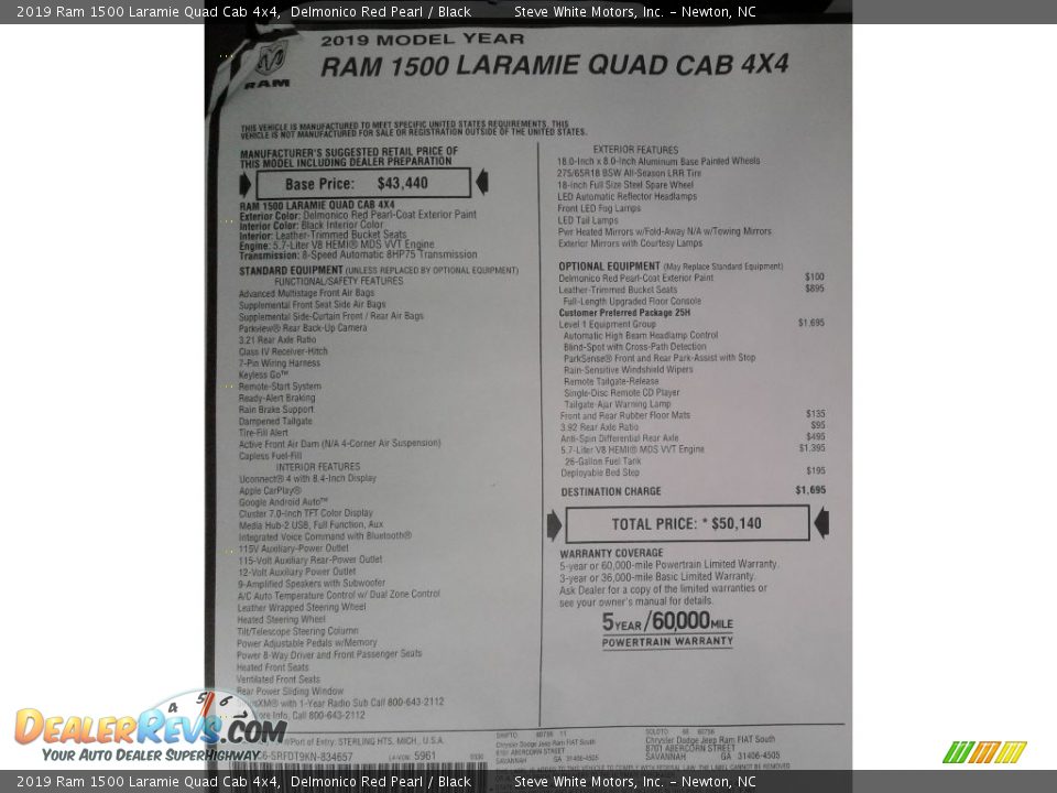 2019 Ram 1500 Laramie Quad Cab 4x4 Delmonico Red Pearl / Black Photo #36