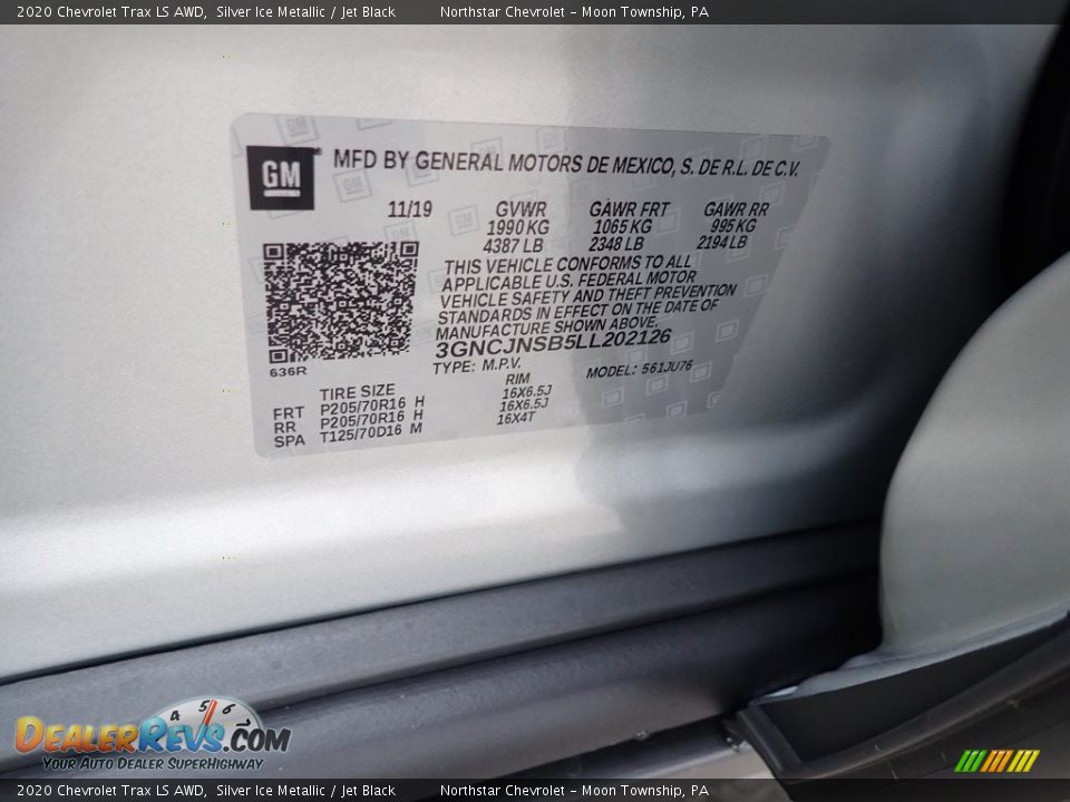 2020 Chevrolet Trax LS AWD Silver Ice Metallic / Jet Black Photo #16