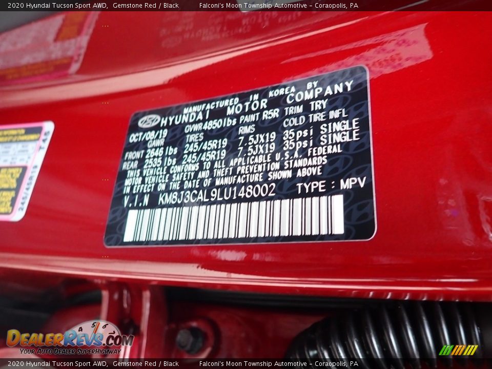 2020 Hyundai Tucson Sport AWD Gemstone Red / Black Photo #12