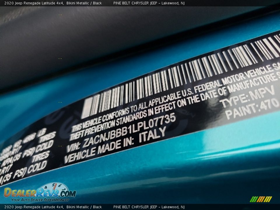 2020 Jeep Renegade Latitude 4x4 Bikini Metallic / Black Photo #9
