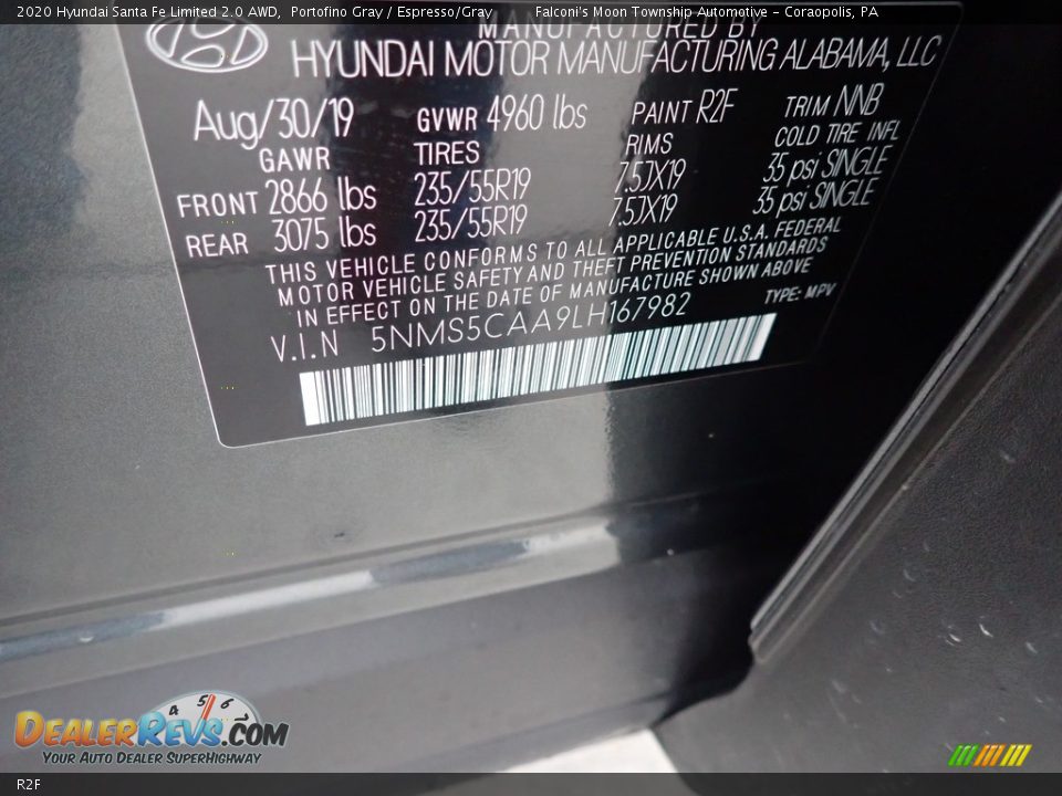 Hyundai Color Code R2F Portofino Gray