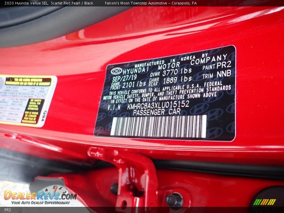 Hyundai Color Code PR2 Scarlet Red Pearl