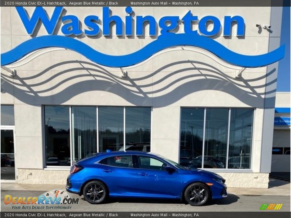 2020 Honda Civic EX-L Hatchback Aegean Blue Metallic / Black Photo #1