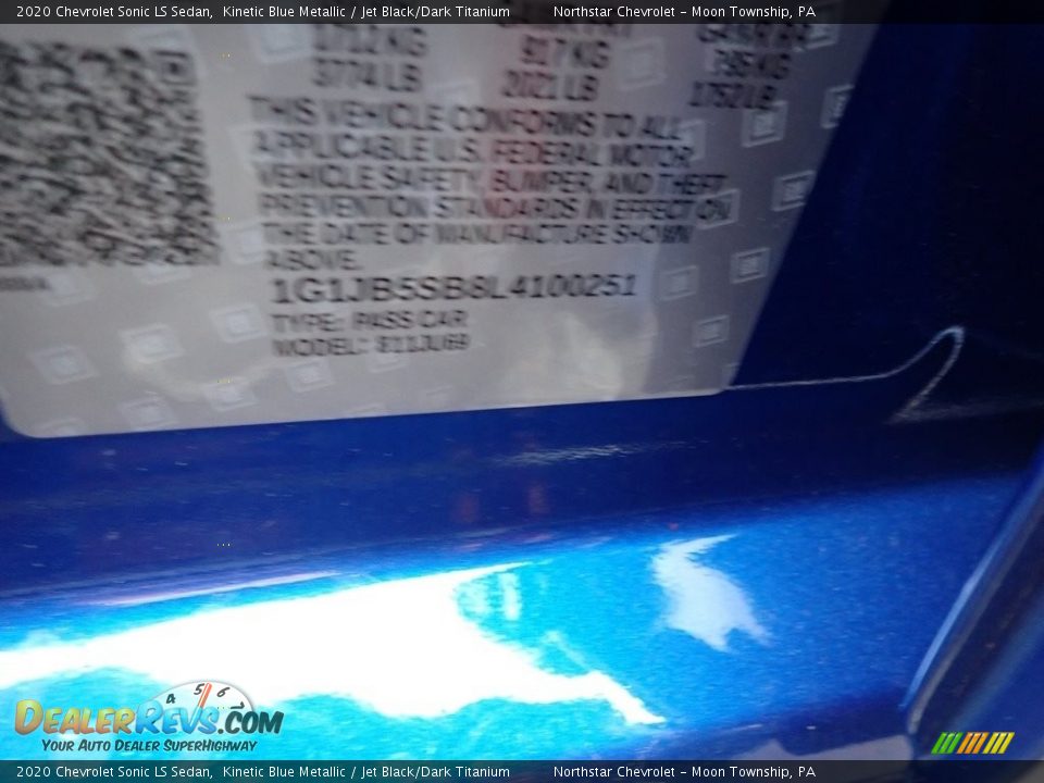 2020 Chevrolet Sonic LS Sedan Kinetic Blue Metallic / Jet Black/Dark Titanium Photo #16