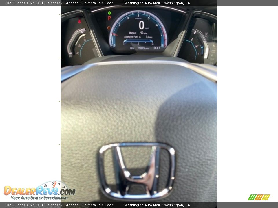 2020 Honda Civic EX-L Hatchback Aegean Blue Metallic / Black Photo #30