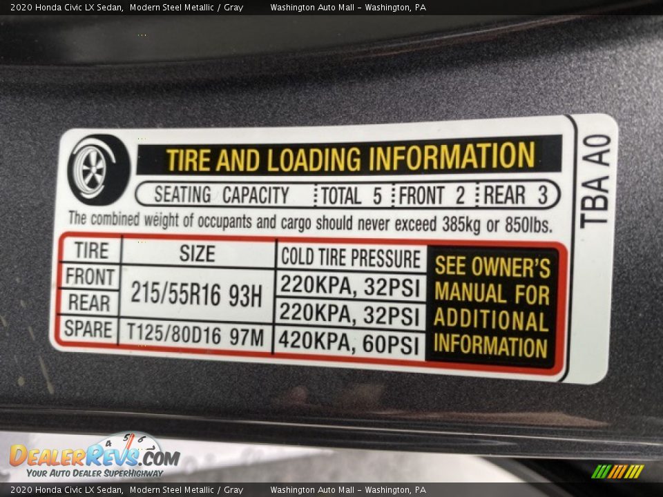 2020 Honda Civic LX Sedan Modern Steel Metallic / Gray Photo #8