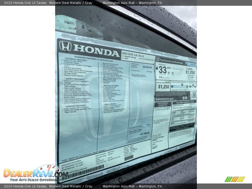 2020 Honda Civic LX Sedan Modern Steel Metallic / Gray Photo #15
