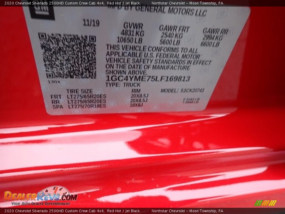 2020 Chevrolet Silverado 2500HD Custom Crew Cab 4x4 Red Hot / Jet Black Photo #16