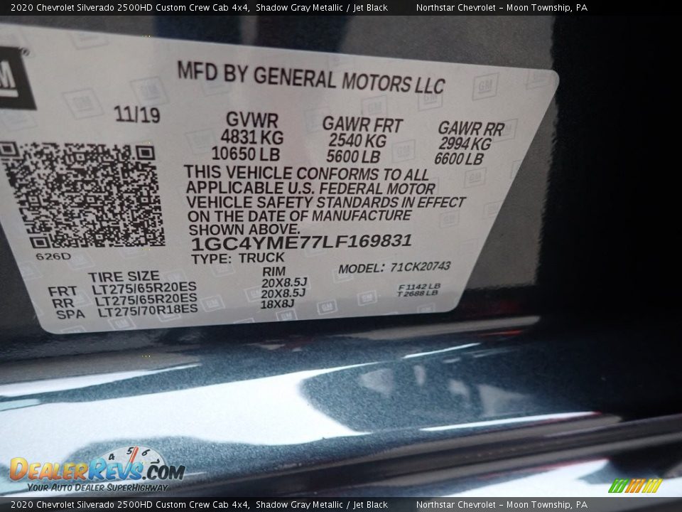 2020 Chevrolet Silverado 2500HD Custom Crew Cab 4x4 Shadow Gray Metallic / Jet Black Photo #15