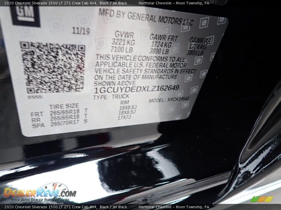2020 Chevrolet Silverado 1500 LT Z71 Crew Cab 4x4 Black / Jet Black Photo #16