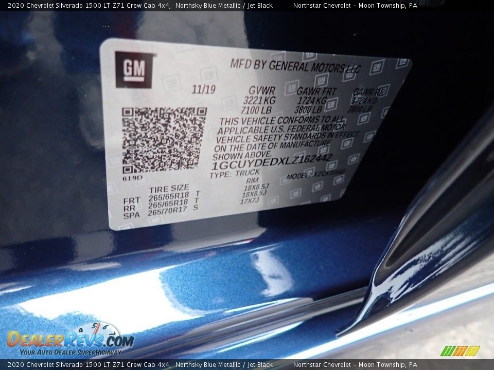 2020 Chevrolet Silverado 1500 LT Z71 Crew Cab 4x4 Northsky Blue Metallic / Jet Black Photo #16