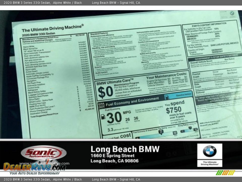 2020 BMW 3 Series 330i Sedan Alpine White / Black Photo #10