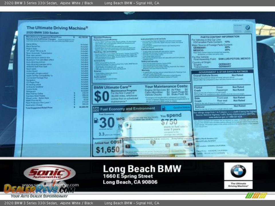 2020 BMW 3 Series 330i Sedan Alpine White / Black Photo #10