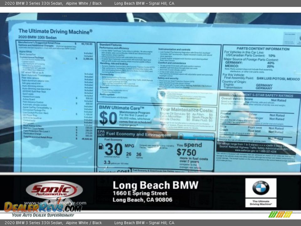 2020 BMW 3 Series 330i Sedan Alpine White / Black Photo #10