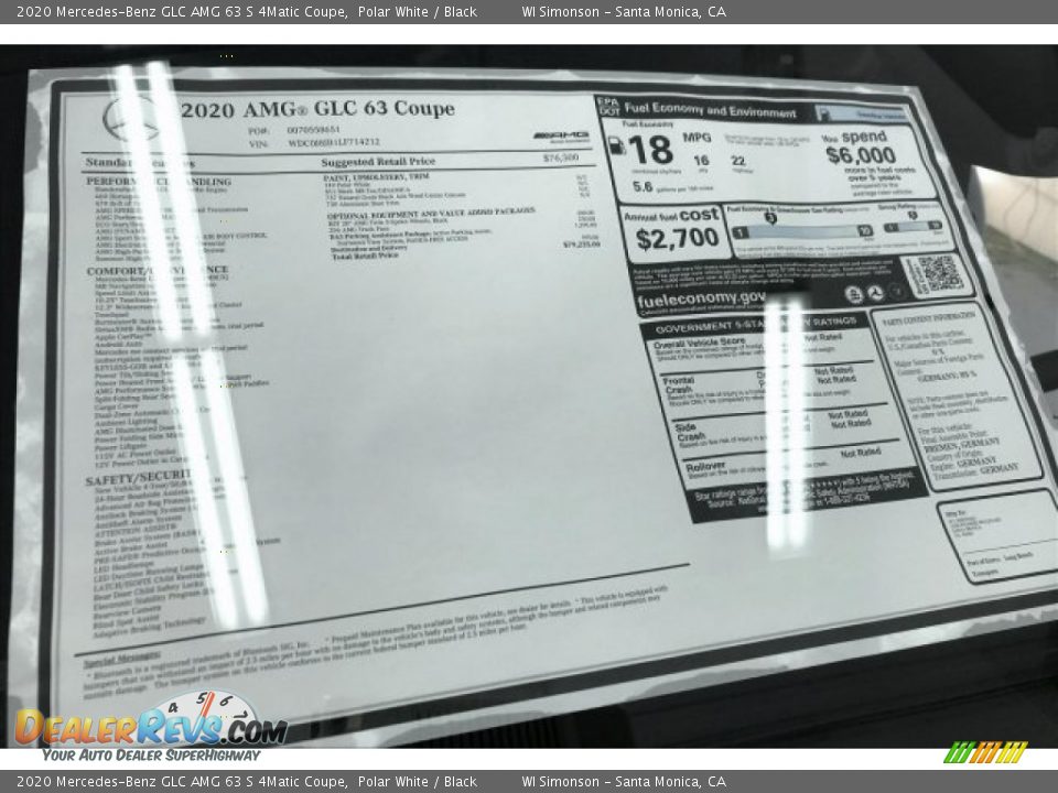 2020 Mercedes-Benz GLC AMG 63 S 4Matic Coupe Polar White / Black Photo #11