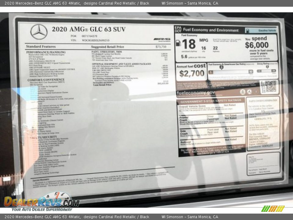 2020 Mercedes-Benz GLC AMG 63 4Matic designo Cardinal Red Metallic / Black Photo #11