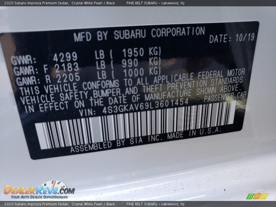2020 Subaru Impreza Premium Sedan Crystal White Pearl / Black Photo #9