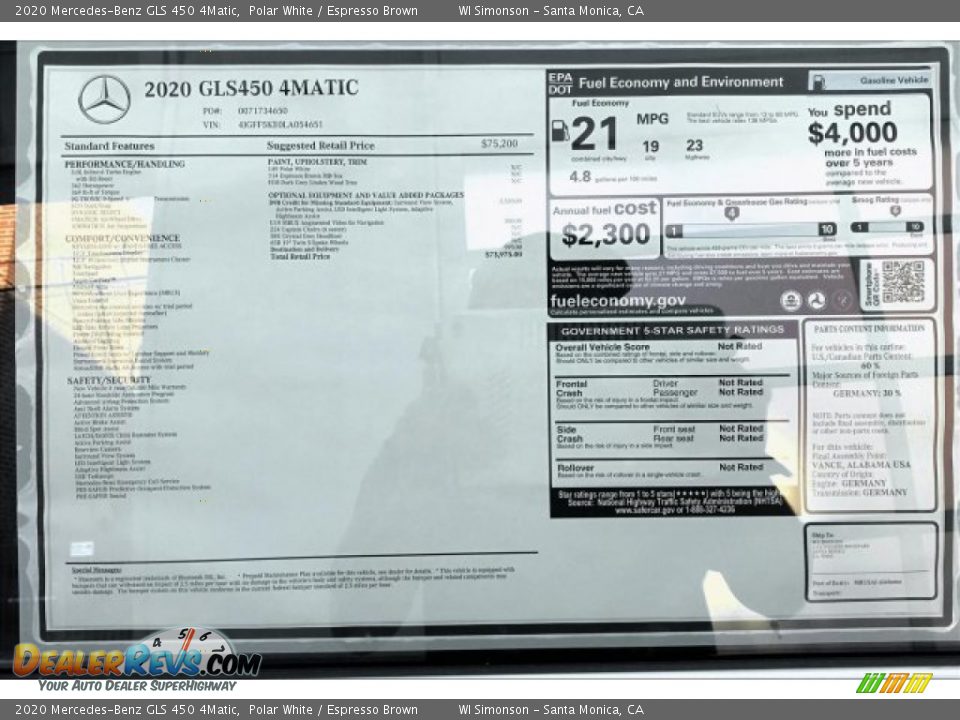 2020 Mercedes-Benz GLS 450 4Matic Polar White / Espresso Brown Photo #10