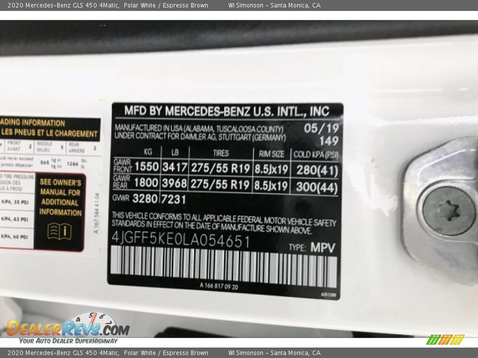 2020 Mercedes-Benz GLS 450 4Matic Polar White / Espresso Brown Photo #11