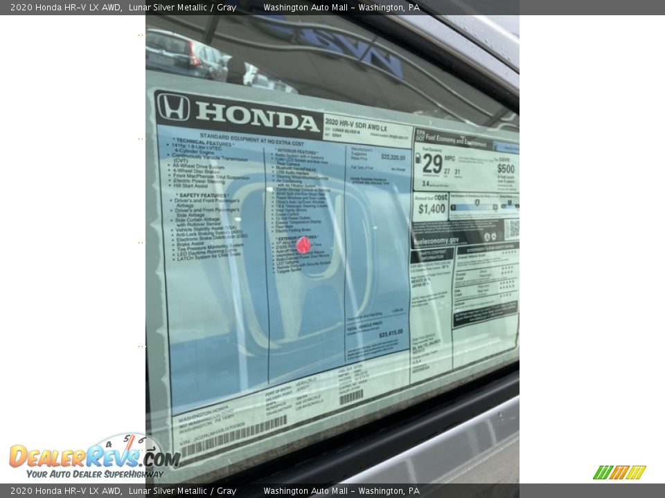 2020 Honda HR-V LX AWD Window Sticker Photo #15