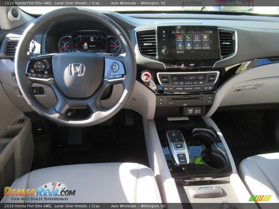2019 Honda Pilot Elite AWD Lunar Silver Metallic / Gray Photo #14