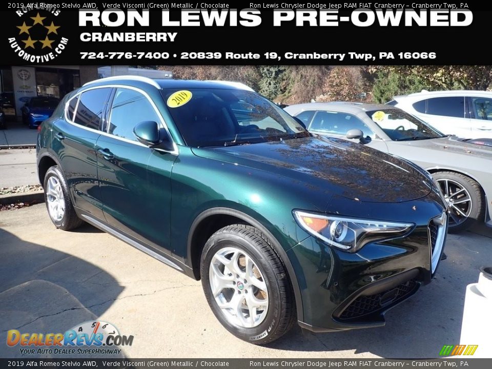 2019 Alfa Romeo Stelvio AWD Verde Visconti (Green) Metallic / Chocolate Photo #1